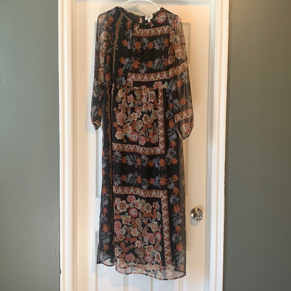 Anthropologie dra Los Angeles dress, black floral print, xs